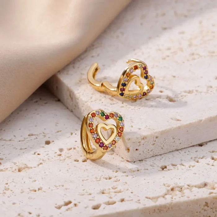 kf-S3333e6992e084238a32160d45d5f4bb3h Hollow Zircon Heart Earrings For Women Stainless Steel Gold Color Heart Earring Luxury Wedding Couple Jewelry Gift Free Shipping - Image 5