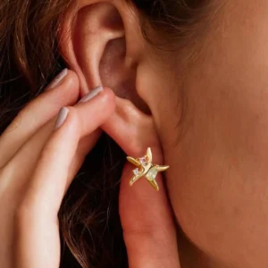 Water Drop Zircon Stars Stud Earrings For Women Stainless Steel Gold Color Statement Earring 2023 Femme Christmas Jewelry Gift