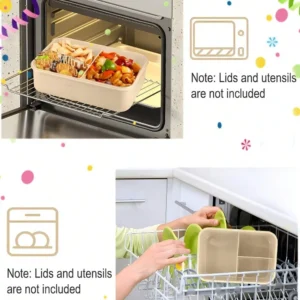 1Pc Bento Box Adult Lunch Box With 4 Compartments,Utensils, Sauce Jar, Muffin Liners, Microwave&Dishwasher Safe, Back To School