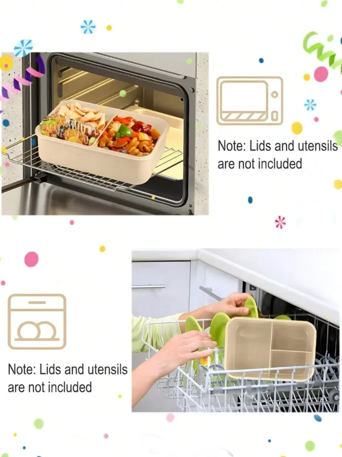 kf-S35766fac9c194c36a18719c3c5f4a343P 1Pc Bento Box Adult Lunch Box With 4 Compartments,Utensils, Sauce Jar, Muffin Liners, Microwave&Dishwasher Safe, Back To School - Image 4