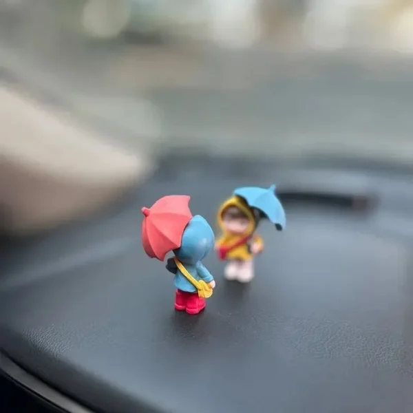 Car interior cute umbrella, action figures, automatic rearview mirror, Prada4pcs panel decoration - Image 5