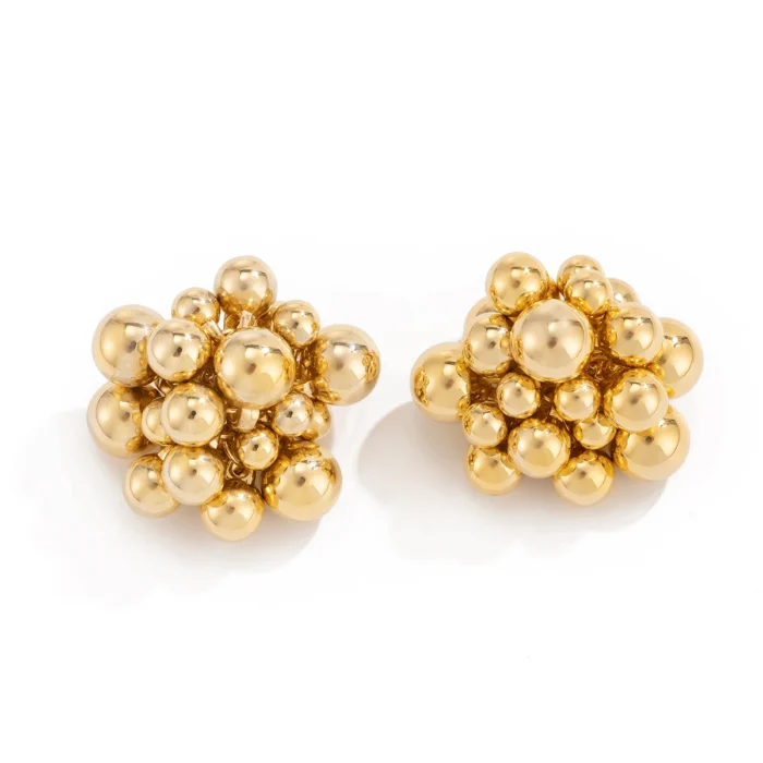 kf-S389a1491ea914123886098c965486ef6h Ingemark Unique Braided CCB Plastic Ball Bead Stud Earrings for Women Trendy Goth Gold Color Piercing Earring Party Jewelry Gift - Image 4