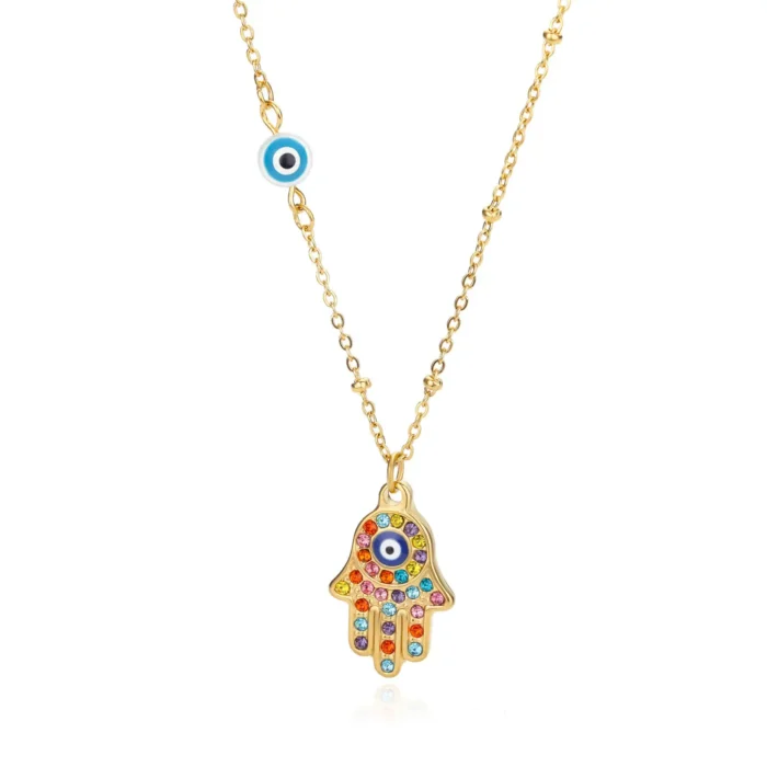 kf-S38abc07ade5647a3ace28b2a072d196et Turkish Hamsa Evil Eye Necklaces For Women Stainless Steel Gold Color Charm Choker Neckalce Christmas Jewelry Accessories Gift - Image 6