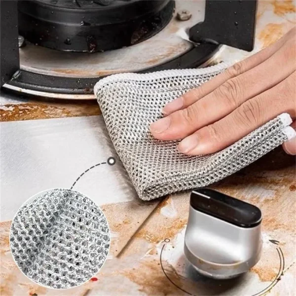 12/1pcs Magic Cleaning Cloth Thickened Double -sided Metal Steel Wire Rags Kitchen Dish Pot Washdishing Cloths Towel Clean Tools - Image 2