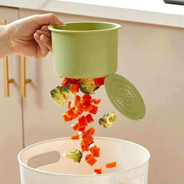Hanging Sink Basket Button Drain Storage Split Filter Basket 1 Second Install for Kitchen Bathroom Space Saving Durable Plastic - Image 3