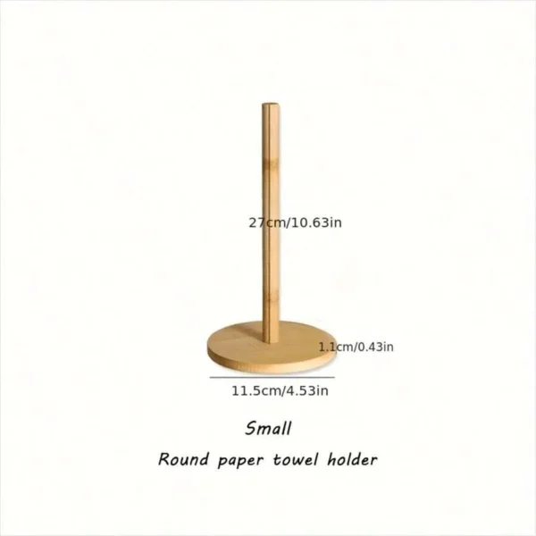 1pc Wooden Paper Towel Dispenser Holder, Freestanding Paper Towel Roll Stand, Tissue Rack For Kitchen & Dining Room - Image 5