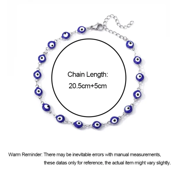 Stainless Steel Evil Eye Anklets For Women Enamel Round Leg Chain Blue Evil Eye Anklets Bracelet Summer Beach Foot Jewelry Gift - Image 6