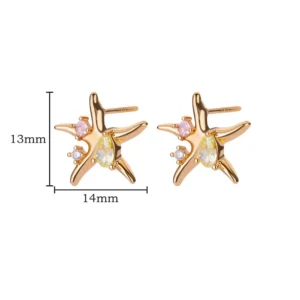 Water Drop Zircon Stars Stud Earrings For Women Stainless Steel Gold Color Statement Earring 2023 Femme Christmas Jewelry Gift