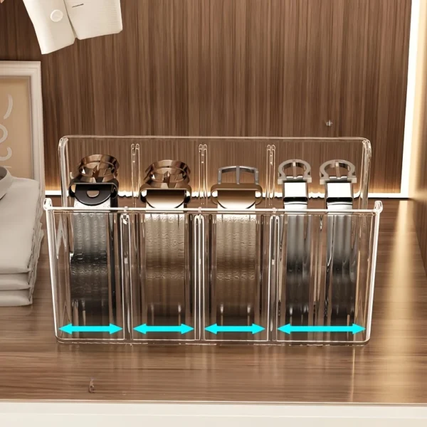 Plastic Belt Organizer Large Capacity Divided Storage Shelf for Wardrobe Makeup Bathroom Transparent Dustproof Multiuse Hanging - Image 4