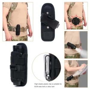 Tactical Flashlight Pouch Belt Torch Bag Durable Hunting Lighting Accessory Survival Kits 360 Degree Holster Rotary Torch Case