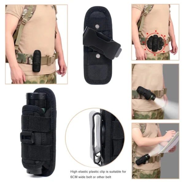 Tactical Flashlight Pouch Belt Torch Bag Durable Hunting Lighting Accessory Survival Kits 360 Degree Holster Rotary Torch Case - Image 3