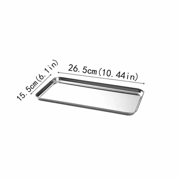 1Pc Household Stainless Steel Vermicelli Dish Thickened Rectangular Flat Bottom Liangpi Dish Barbecue Dish - Image 6