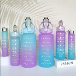 3Pcs Gradient Plastic Cup Set Large Capacity Sports Water Bottle Outdoor Travel Gym Fitness Jugs Student Portable Cup WIth Straw - Image 3