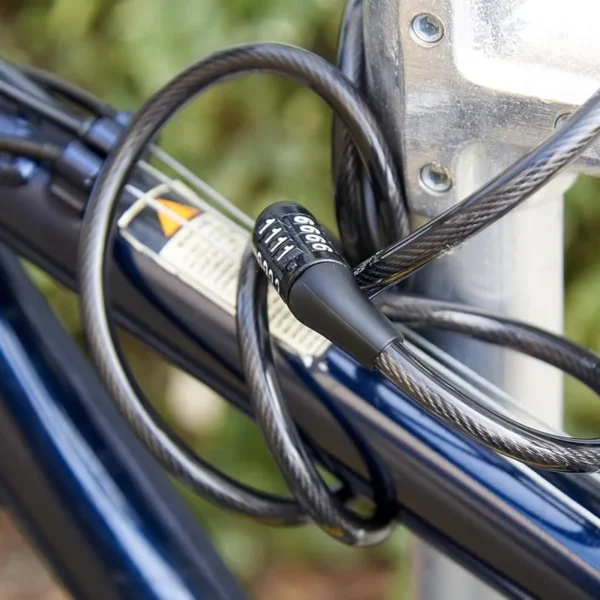 Anti theft bicycle lock, 4-digit password lock, 1-meter ultra strong cable, suitable for mountain bikes, road bikes, - Image 6