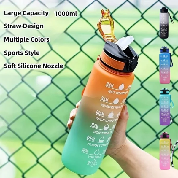 Gradient Color 1000mL Large Capacity Outdoor Sports Plastic Cup, Bouncing Suction Nozzle, Space Cup - Image 7