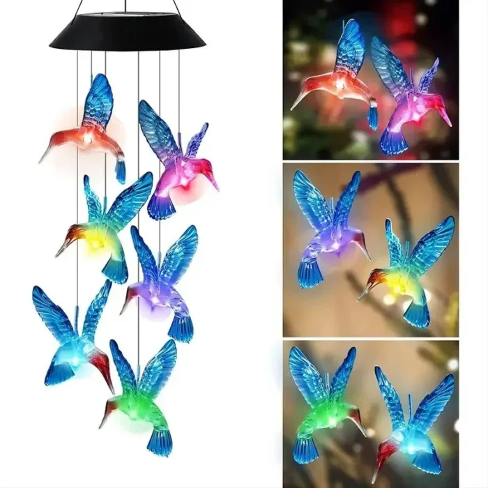 kf-S43bf8206558a4074b005164a61e36caat 1set Blue Wind Chimes Solar Power Generation for Courtyard and Outdoor Decoration Wind Chimes and Pendants1set Blue Wind Chimes - Image 4