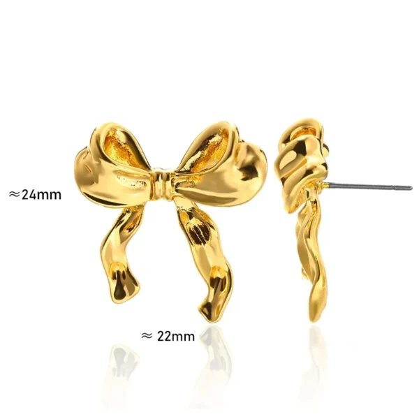 Vintage Bowknot Stainless Steel Earrings For Women Elegant Jewelry Gold Plated Stainless Steel Stud Earring Christmas Jewelry - Image 6
