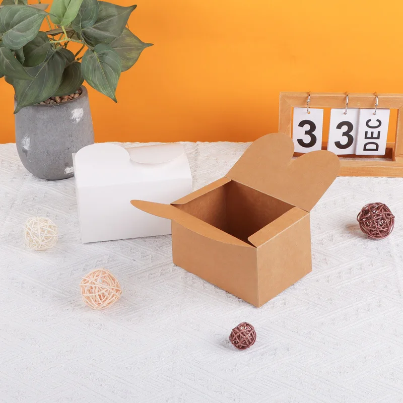 kf-S44b772588fcf420b884ac684de5970d2F Get 10/20/50pcs White Cardboard Kraft Paper Box Candy Packaging Box Biscuits Pastries Baking Packaging Gift Box - Image 1