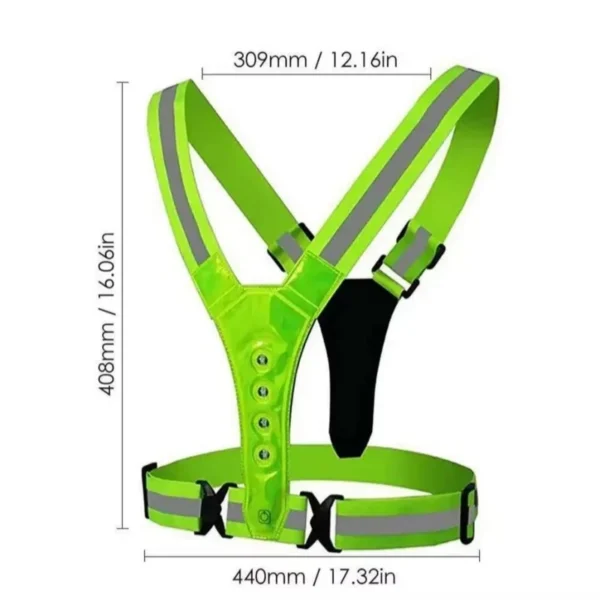 Safety Reflective Vest LED Running Light Adjustable Cycling Vest Night Warning Work Fishing Sports Vest - Image 5