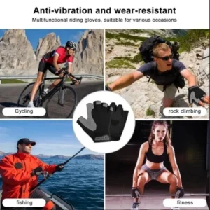 Gym Gloves Fingerless Gloves Anti-Slip Shock-Absorbing Breathable Gloves Sports Gloves for Training Lifting Weight Cycling
