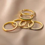 Mini Zircon Green Rings For Women Stainless Steel Gold Color Adjustable Finger Ring Engagement Wedding Christmas Jewelry Gift - Image 6