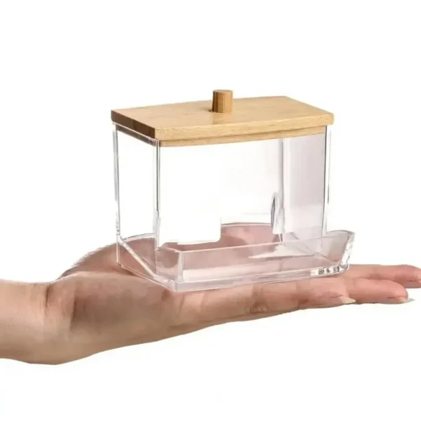Acrylic Cotton Swab Storage Box, Transparent Makeup Organizer for Bathroom & Bedroom, 1 Piece Cotton Swab Holder - Image 3