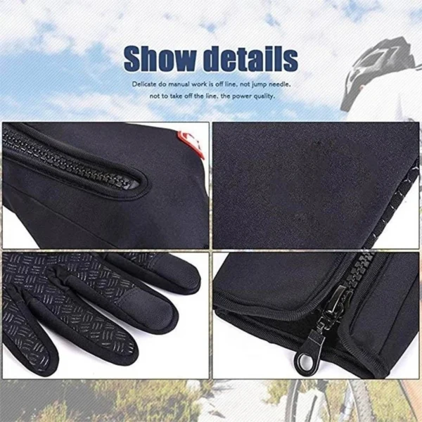 Winter Gloves For Men Waterproof Windproof Cold Gloves Snowboard Motorcycle Riding Driving Warm Touchscreen Zipper Glove - Image 3