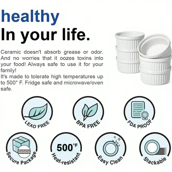 Premium Ceramic Striped Bowls, Non-Stick and Heat-Resistant, Perfect for Serving Desserts and Snacks, Dishwasher Safe - Image 2