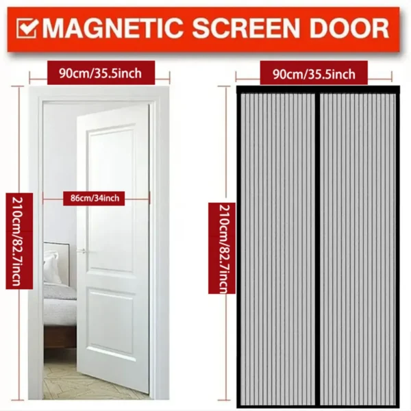 Automatic Magnetic Mesh Door Screen White Black Polyester Insect Mosquito Protection Easy Self-Sealing for Bedrooms Balconies - Image 4