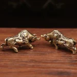 Brass Lucky Bull Statue, Copper Animal Figurine for Home & Office Desk Decor, Wealth Bring Ornaments - Image 3