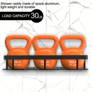 Wall Mounted Shower Rack Large Capacity No Drilling for Bathroom Kitchen Space Saving Easy Install Store Toiletries Cosmetics
