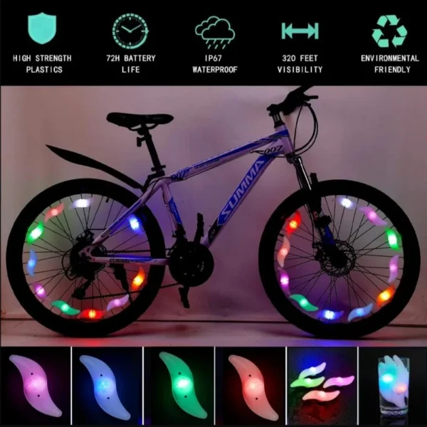 Bike Wheel Spoke Light Tire Lights 3 Mode LED Waterproof Bike Safety Warning Easy To Install Bicycle Accessories with Battery - Image 2