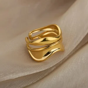 Minimalist Line Stainless Steel Open Rings For Women Gold Color Wedding Aesthetic Ring Designer Jewelry Accessories BFF anillo