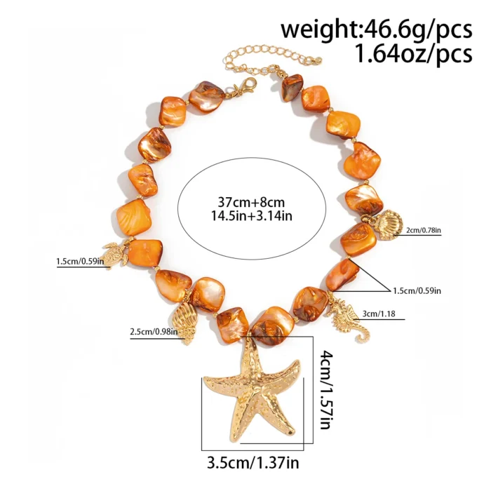 kf-S4ab5c3c7d24c4971995c18fa6d7bd9f0d Ingemark Bohemian Irregular Chain Necklace for Women Summer Beach Vacation Starfish Conch Pendant Choker Necklace Y2K Jewelry - Image 2