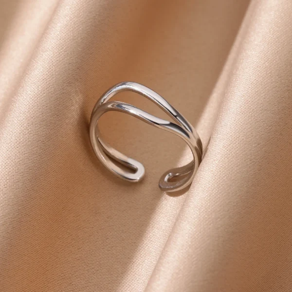 Minimalist Line Stainless Steel Open Rings For Women Gold Color Wedding Aesthetic Ring Designer Jewelry Accessories BFF anillo - Image 5