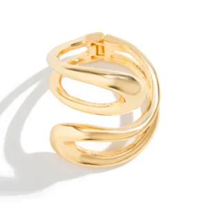 Punk Classic Geometric Twisted Open Bangles for Women Exaggerated Gold Color Heavy Metal Cuff Bracelet Fashion Party Jewelry New