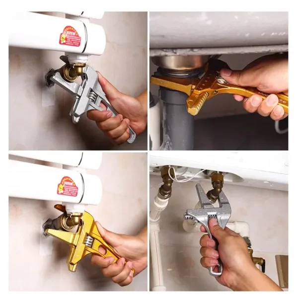Multi-Function Adjustable Wrench, Aluminum Alloy Universal Spanner, Large Open Repair Tool for Water Pipe & Bathroom - Image 5