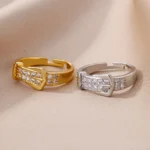 Stainless Steel Belt Rings For Women Zircon Adjustable Belt Finger Ring Femme Geometric Wedding Aesthetic Jewerly Gift anillos - Image 6