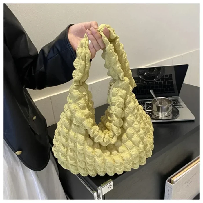 kf-S518fae7b08de4616b299a551caea03c3U Crossbody Bag With Pleated Design Embroidered Plaid Shoulder Bag Underarm Bags Simple Large Capacity Quilted Tote Bags For Women - Image 3
