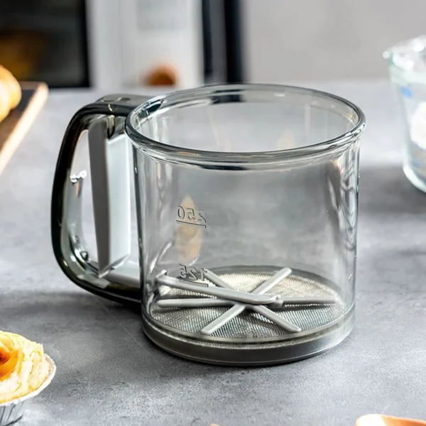 Kitchen Baking Cake Flour Sieve 40 Mesh Semi-automatic Filter Sieve Flour Sieve With Capacity Scale - Image 3