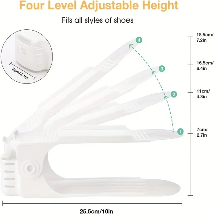 kf-S534b70e2f55f4e9dbb041bbdb34c6603O 10 Pack Plastic Shoe Rack Adjustable Closet Organizer Space Saving Design for Dorm Living Room High Heels Sneakers Storage - Image 2