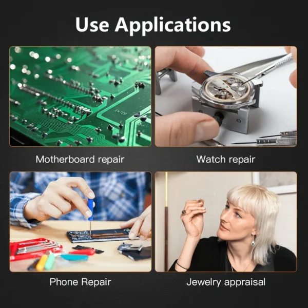 2LED headmounted lighting microlens with maintenance LED lamp magnifying glass, magnification 8x, 15x, 23x - Image 5