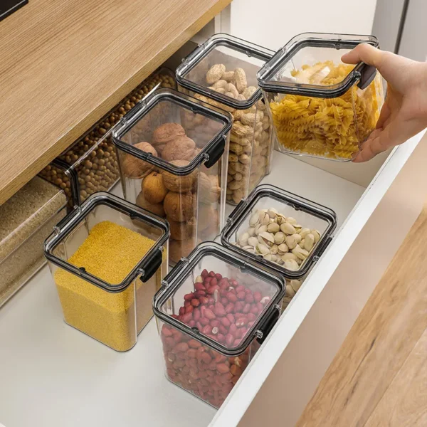 1pc Clear Food Storage Box,Food Storage Container With Lid, Plastic Kitchen And Pantry Organization Canisters - Image 2