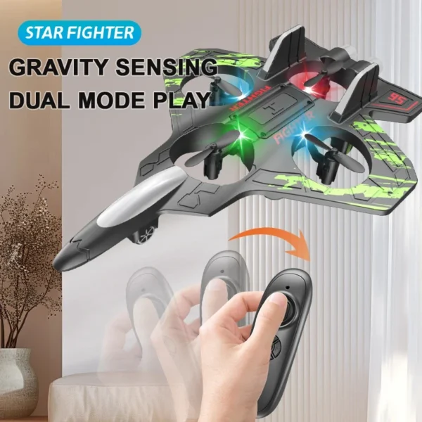 2.4G remote control fighter electric foam glider stunt tumbling UAV hovering helicopter with LED colorful lights aircraft model - Image 2
