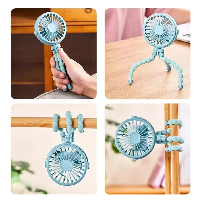 kf-S5746da06ee874b04ad8e944fe282117dK Multi Functional Student Baby Stroller Portable USB Rechargeable Lithium Battery Octopus Mini Fan - Image 4