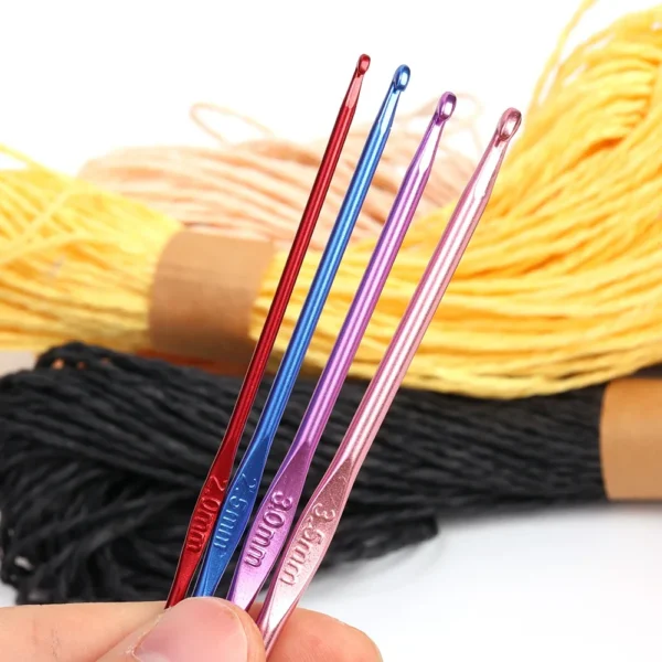 8pcs Metal Handle Crochet Hook Colorful Aluminum Knitting Needles Single Head Crochet Knitting Yarn Crafts DIY Apparel Needles - Image 2