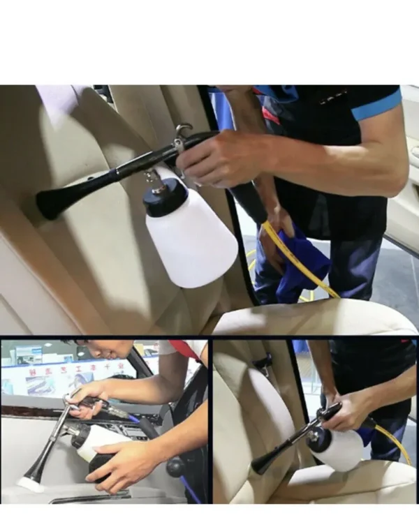 Car Interior Cleaning Gun Portable Dust Blowing Machine Hign Wind Speed Tornado Finger Pull Air Blowing Gun With Brush - Image 2