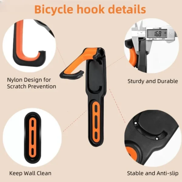 Bicycle Wall Mount Rack Foldable Vertical Bike Rack Wall Mounted Vertical MTB Storage Hanger Cycling Display Stand - Image 3