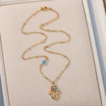 Turkish Hamsa Evil Eye Necklaces For Women Stainless Steel Gold Color Charm Choker Neckalce Christmas Jewelry Accessories Gift - Image 5