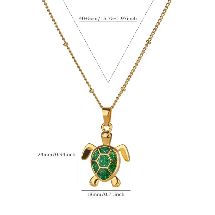 kf-S623634e552534c329b31764692ad1934S Colored Turtle Pendant Necklace for Women Summer Beach Female Charm Necklace Beads Chain Cute Stainless Steel Jewelry collar - Image 6